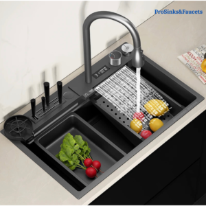 Pro Kitchen Sink With Waterfall Design, Digital Temperature Display And Knife Holder PSF-KP-KSS002