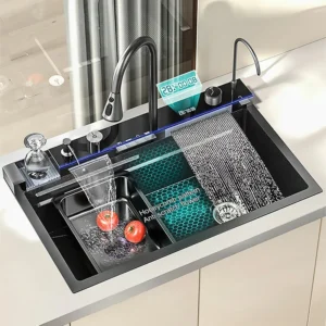 Pro Kitchen Sink With Waterfall Design, Digital Temperature Display And Smooth LED PSF-KP-KSS003A/B